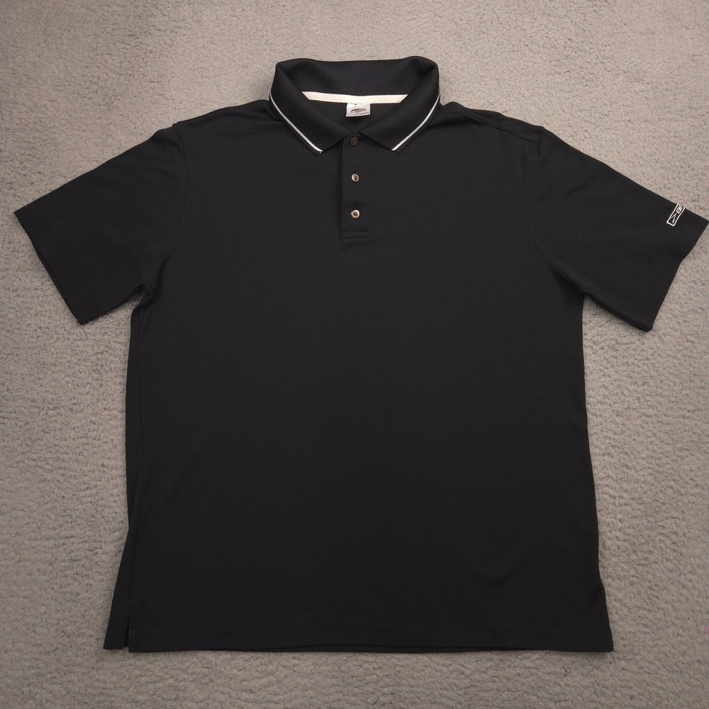 Brooks Polo Shirt Men‎ XL Black White Trim Performance Golf Polyester Blend